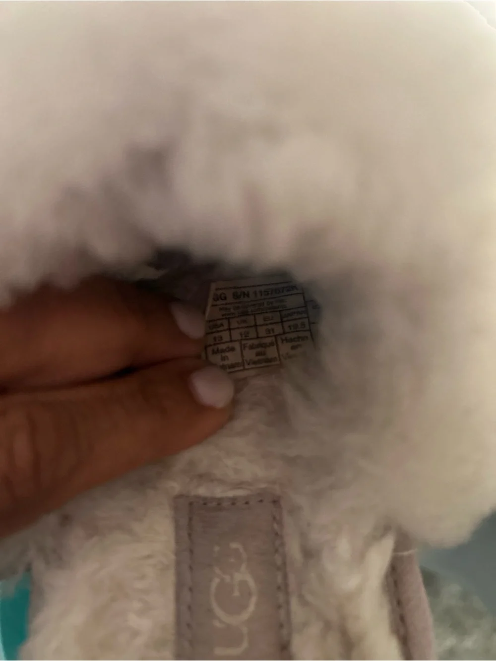 UGG Kids Glitter Suede Slippers with White Faux Fur Cuff